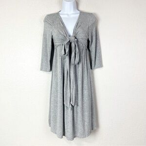 Pip + Vine by Rosie Pope Grey Heather Jersey Knit Front Tie Dress Size S